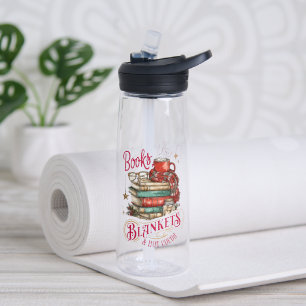 Bücher, Decken und heiße Schokolade  Trinkflasche