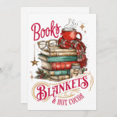 Bücher, Decken und heißer Kakao Feiertagskarte (Vorne/Hinten)