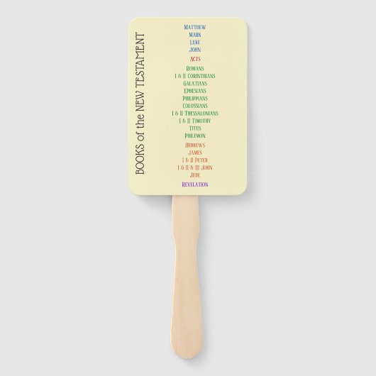 Bücher der Bibelhandfans Fächer (Rückseite)