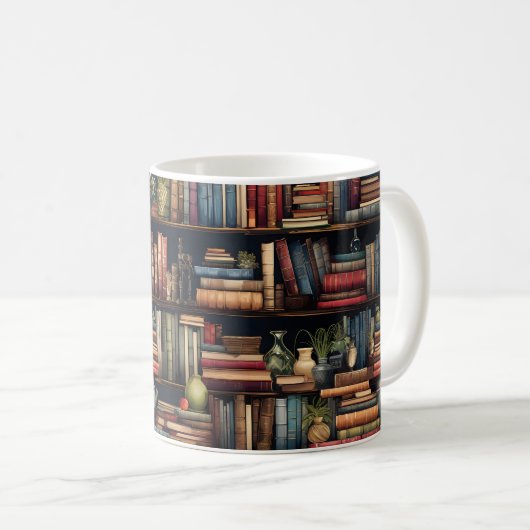 Bücher der virtuellen Bibliothek Kaffeetasse (VorderseiteRechts)