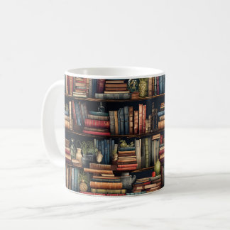 Bücher der virtuellen Bibliothek Kaffeetasse