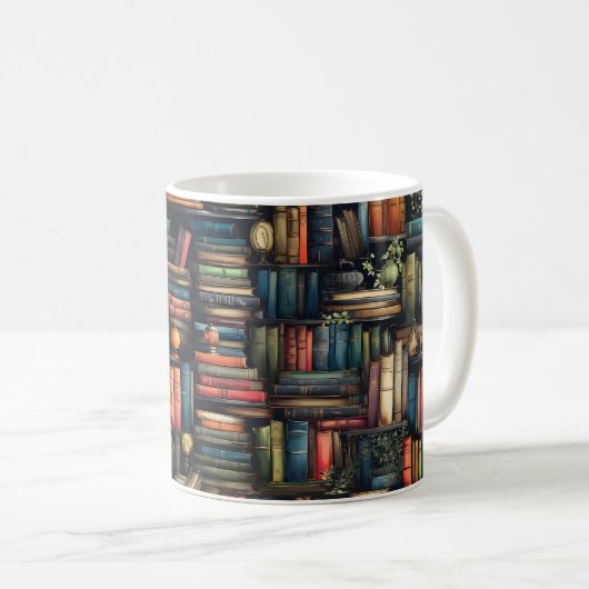Bücher der virtuellen Bibliothek Kaffeetasse (VorderseiteRechts)