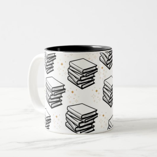 "Bücher-Design" Zweifarbige Tasse (Vorderseite Links)