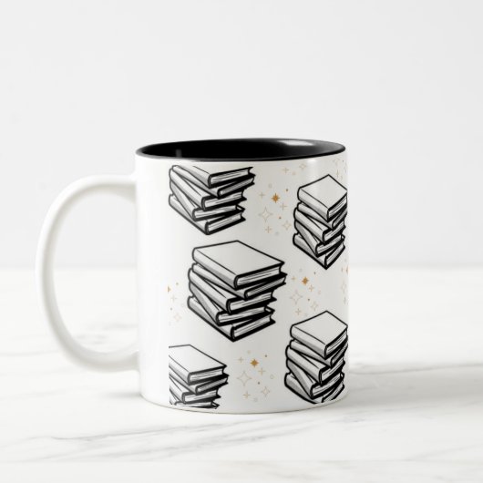 "Bücher-Design" Zweifarbige Tasse (Links)