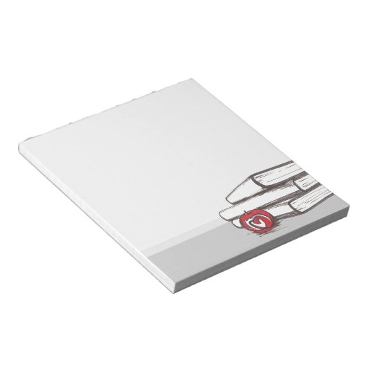 Bücher + Ein Apfel | Anpassbarer Editor Notizblock (angewinkelt)