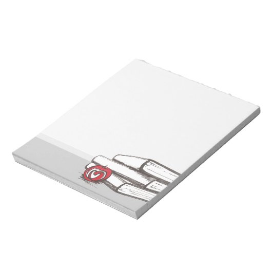 Bücher + Ein Apfel | Anpassbarer Editor Notizblock (Rotiert)