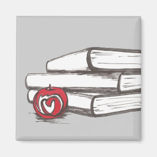 Bücher + Ein Apfel | Magnet | Anpassbar