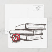 Bücher + Ein Apfel | Postkarte | Anpassbar (Vorne/Hinten)