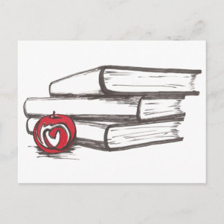 Bücher + Ein Apfel | Postkarte | Anpassbar