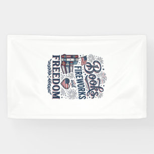 Bücher Feuerwerk und Freiheit Patriotischer Leser- Banner