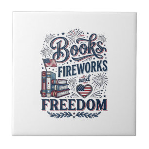 Bücher Feuerwerk und Freiheit Patriotischer Leser- Fliese