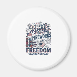 Bücher Feuerwerk und Freiheit Patriotischer Leser- Magnet