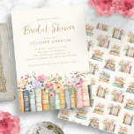 Bücher Floral Bridal Einladung<br><div class="desc">Treten Sie ein in eine Welt, in der Literatur mit unserem "Books Brautparty" auf blumige Eleganz trifft. Diese bezaubernde Einladung zeigt handbemalte Aquarellbilder von Büchern, die von Wildblumen umgeben sind und in sanften Rosa-, Blau- und Grüntönen mit goldenen Akzenten dargestellt sind. Das Design verbindet Vintage Retro-Schreibmaschinen-Schriftart mit modernen Goldskripten auf...</div>