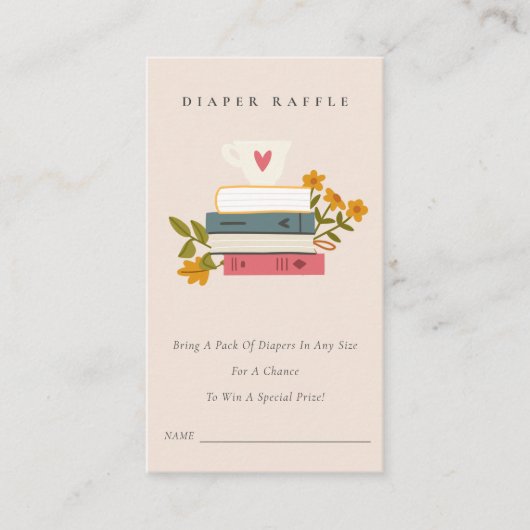 Bücher Floral Diaper Raffle Mum Baby Dusche Begleitkarte (Vorderseite)