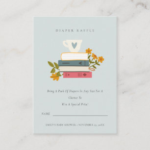 Bücher Floral Diaper Raffle Mum Baby Dusche Begleitkarte