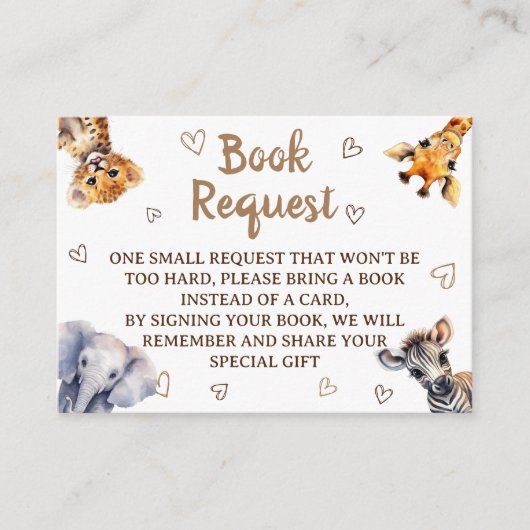 Bücher fordern moderne TierBaby-Dusche Begleitkarte (Vorderseite)