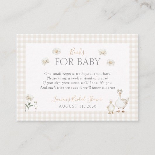 Bücher für Alberne Gänse Whimsical Beige Dusche Begleitkarte (Vorderseite)