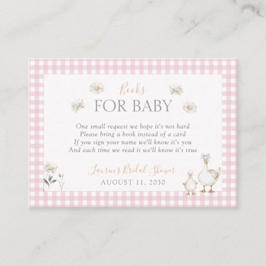 Bücher für Alberne Gänse Whimsical Pink Dusche Begleitkarte (Vorderseite)