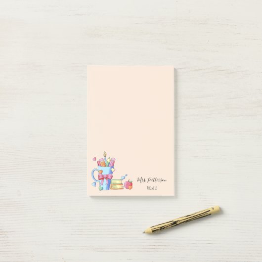 Bücher für Apple und Herz Lehrerhinweise Post-it Klebezettel (Auf Schreibtisch)