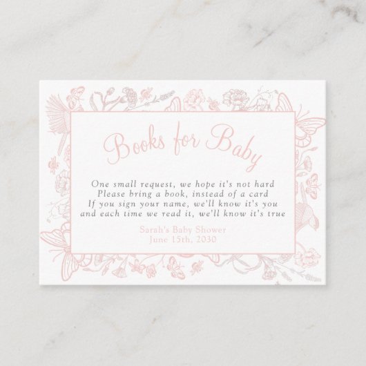 Bücher für Baby A Little Butterfly Pink Baby Dusch Begleitkarte (Vorderseite)