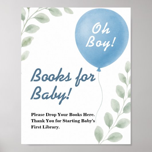 Bücher für Baby Balloon Eucalyptus Baby Shower SIG Poster (Vorne)