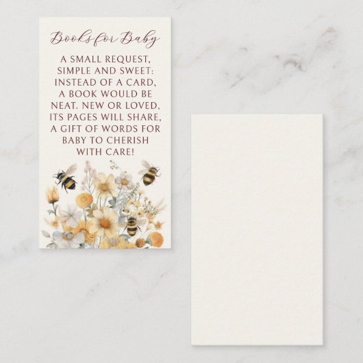 Bücher für Baby Bee Wildblume Blumenkinderdusche Begleitkarte (Vorne/Hinten)