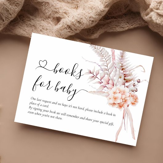 Bücher für Baby | Beige Spring Floral Baby Dusche Begleitkarte