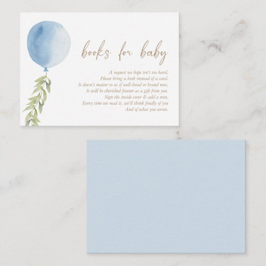Bücher für Baby Blue Balloon Eucalyptus Foliage Begleitkarte (Vorne/Hinten)