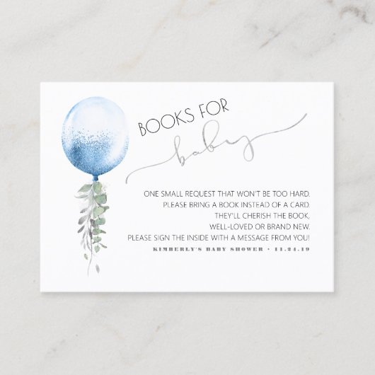 Bücher für Baby Blue Balloon Request Cards Visitenkarte (Vorderseite)