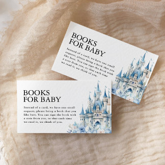 Bücher für Baby Blue Fairytale Castle Babydusche Begleitkarte