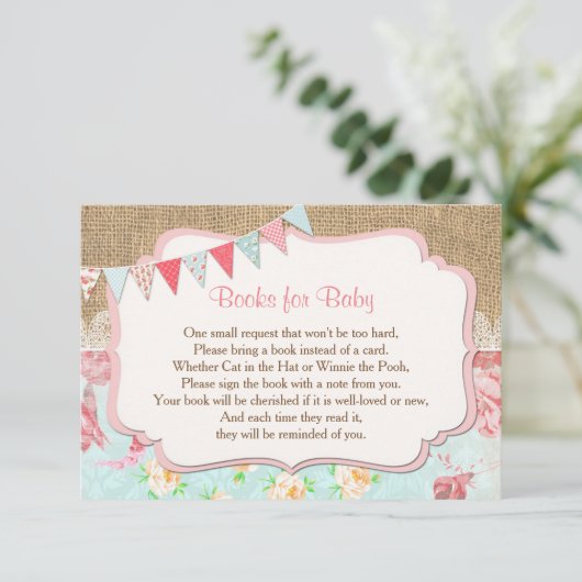 Bücher für Baby, Blumenbeutelbücher Einladung (Stehend Vorderseite)