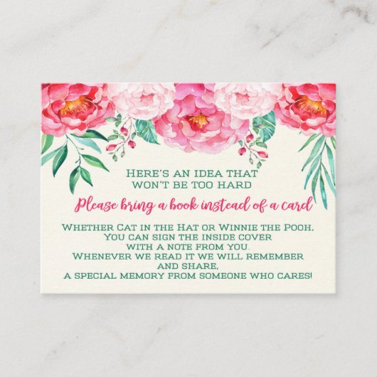 Bücher für Baby, Blumenkinderdusche, buchen Begleitkarte (Vorderseite)