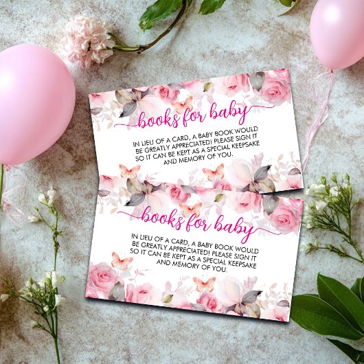 Bücher für Baby Blush Rose Babydusche Begleitkarte
