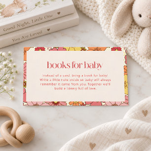Bücher für Baby Boho Retro Groovy Blumen Pink Mädc Begleitkarte
