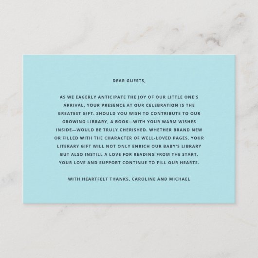 Bücher für Baby Boy Baby Dusche Begleitkarte (Vorderseite)