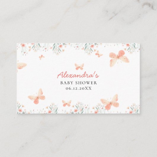 Bücher für Baby Butterfly Wildblumen Girl Shower Begleitkarte (Rückseite)