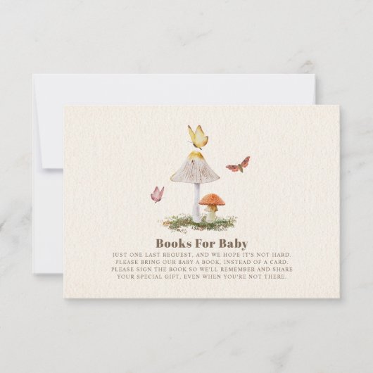 Bücher für Baby Butterfly Woodland Mushroom Einladung (Vorderseite)