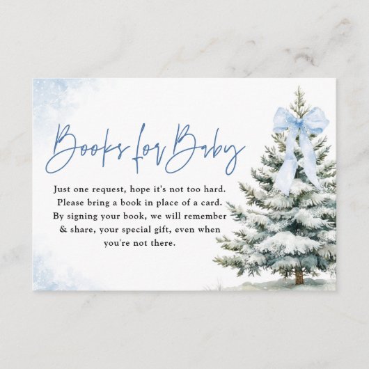 Bücher für Baby Card Blue Snowflake Baby Dusche Begleitkarte (Vorderseite)