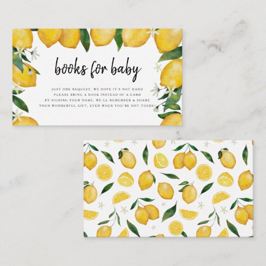Bücher für Baby Card, Lemon Themed Baby Dusche Begleitkarte (Vorne/Hinten)