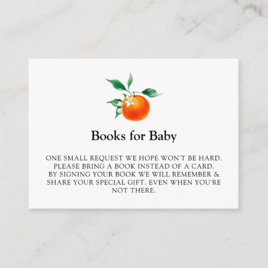 Bücher für Baby Clementine Baby, Orange Baby Dusch Begleitkarte (Vorderseite)