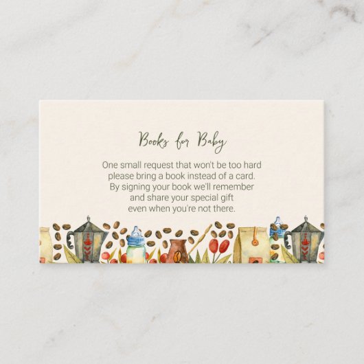 Bücher für Baby Coffee Baby Dusche Begleitkarte (Vorderseite)