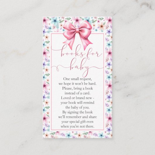 Bücher für Baby Coquette Bow Floral Request Card Begleitkarte (Vorderseite)
