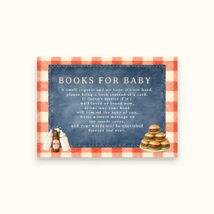 Bücher für Baby Denim Gingham Hamburger Baby Showe Begleitkarte