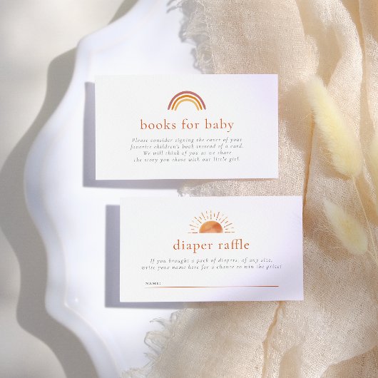 Bücher für Baby & Diaper Raffle Sun Baby Dusche Begleitkarte