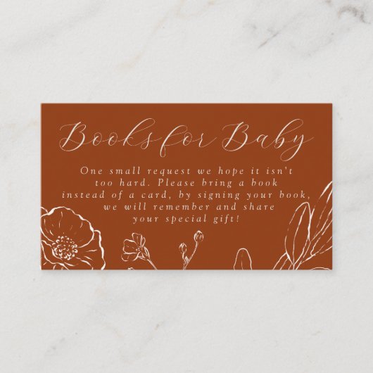 Bücher für Baby Elegant Burnt Orange Botanical Begleitkarte (Vorderseite)
