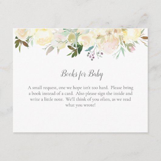 Bücher für Baby Elegant White Rose Begleitkarte (Vorderseite)