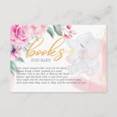 Bücher für Baby Elephant Elegante Mädchendusche Begleitkarte (Vorderseite)