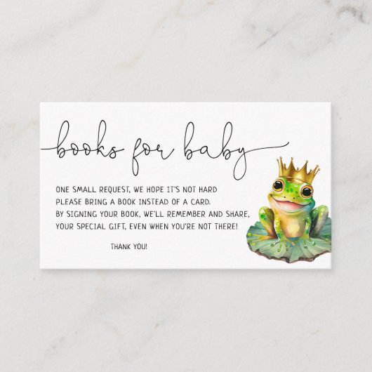 Bücher für Baby Frog Prince Baby Shower Begleitkarte (Vorderseite)