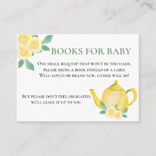 Bücher für Baby Gelbe Teekanne Babyparty-Anfrage Begleitkarte