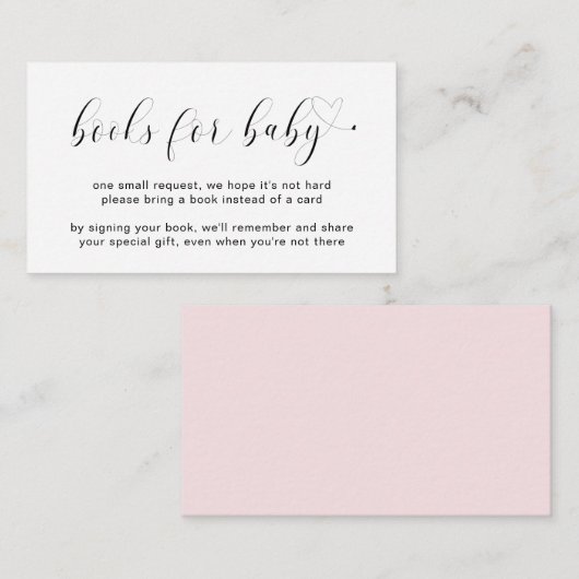 Bücher für Baby Girl Heart Pink Simple Baby Dusche Begleitkarte (Vorne/Hinten)